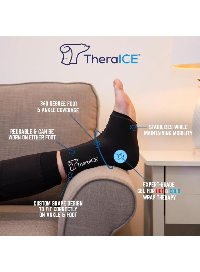 TheraICE Ankle Ice Pack Wrap for Swelling, Reusable Ankle Ice Pack for Sprained Ankle Injuries, Cold Therapy Sock Compression, Plantar Fasciitis Relief, Achilles Tendonitis, Sore Feet, Foot & Heel - Image 2